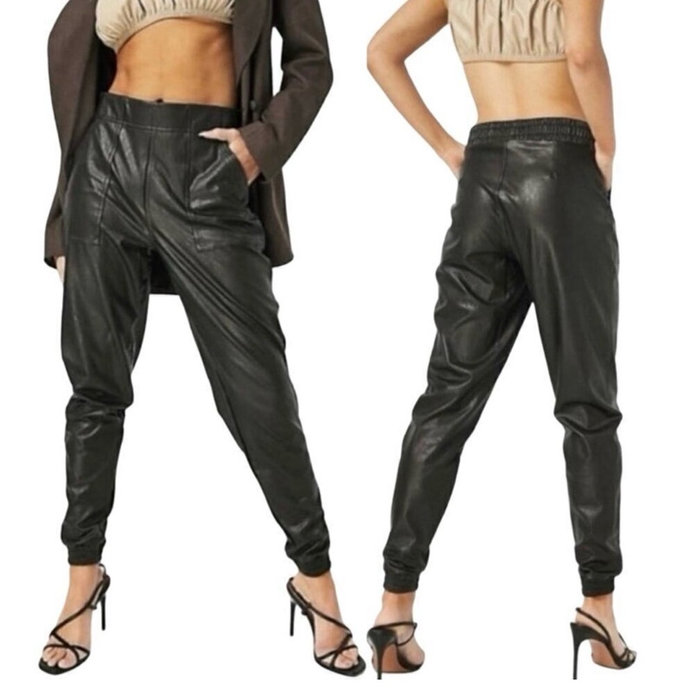 SPANX Black Faux Leather Jogger Leggings